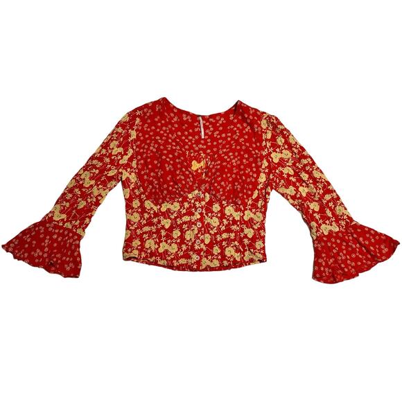 Free People Lady Bohemian Cropped Floral Top - Picture 3 of 6